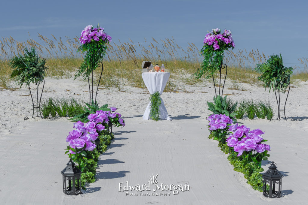 Gulf Shores purple flowers wedding package